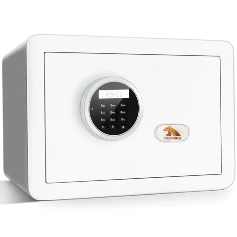 1.2 Cu Ft Small Safe Box, White Security Safe with Digital Keypad, 2-Bolt Ant...