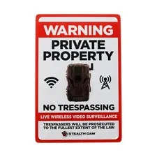 STEALTH CAM Durable Attachable 8x12 Tin Outdoor Security Alert Warning Privat...