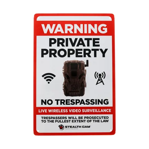 STEALTH CAM Durable Attachable 8x12 Tin Outdoor Security Alert Warning Privat...