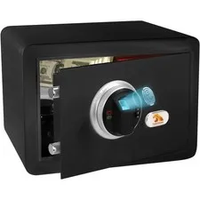 Biometric Small Safe for Home, 20 lb Fingerprint Safe with Key and Keypad, Du...