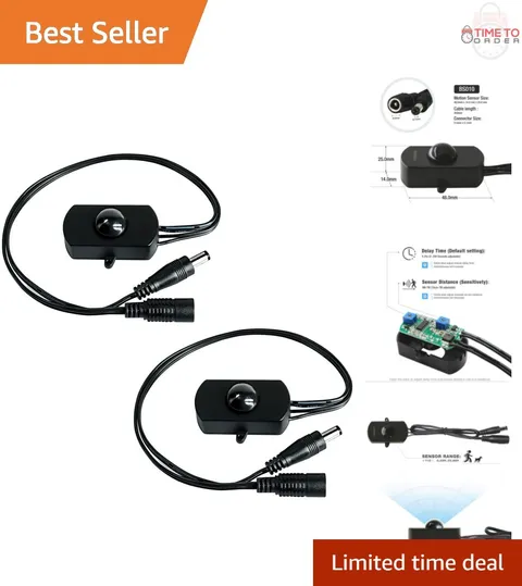 2 Pack PIR Motion Sensor Switch 12V-30V 3A Adjustable Delay For Cabinets