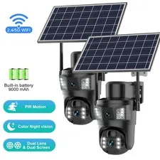 2PCS 4MP WIFI Pan/Tilt Zoom Home Security Camera Outdoor Wireless Solar Home