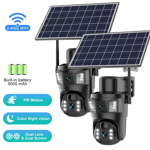 2PCS 4MP WIFI Pan/Tilt Zoom Home Security Camera Outdoor Wireless Solar Home