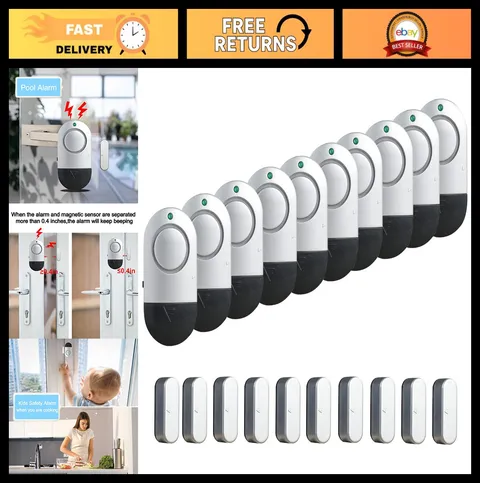10 Pack Window & Door Alarm Sensors - 120DB Home Security Alarms for Kids Safety