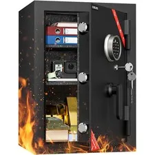 KABISAFE 3.39 Cubic Feet Fireproof Safe with Biometric Fingerprint Lock, Digi...