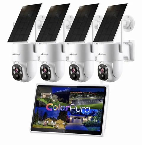 Kittyhok Solar Security Cameras Wireless Outdoor, 360° Pan & Tilt Home Security 