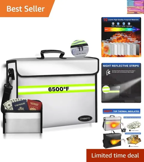 6500°F Large Fireproof Document Organizer with Lock,Upgraded 10 Layers Heat I...