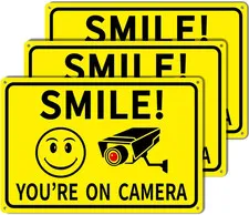 3-Pack Smile You'Re on Camera Signs 8"X12" Rust Free Aluminum Video