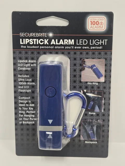 Securebrite Lipstick Alarm LED Light Personal Alarm Blue New in Package