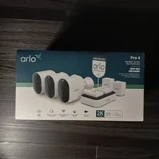 Arlo Pro 4 2K Security Bundle with 3 Wireless Spotlight Cameras - White SEALED