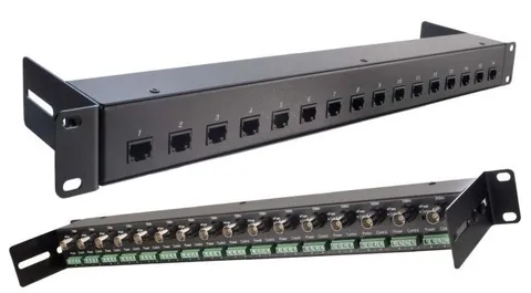 Gem Electronics H16P-STRJ45 CCTV 16 P Panel RJ45 coax screw term dc to RJ45 CCTV