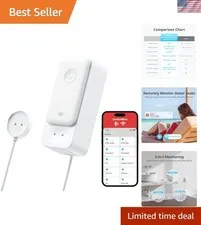 WiFi Water Leak Detector, Smart Water Sensor with 100dB Adjustable Alarm&App ...