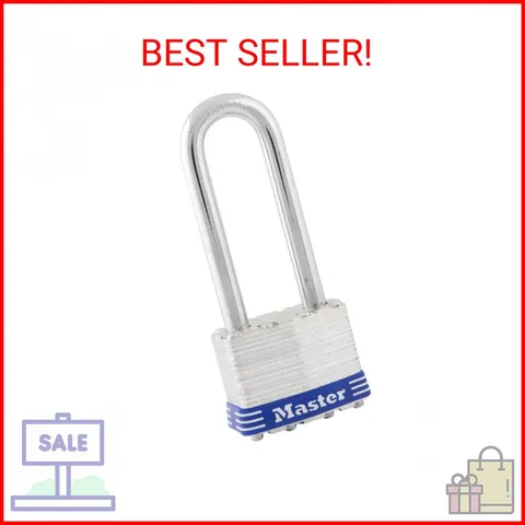 Master Lock 1KALJ Outdoor Padlock with Key, 1 Pack, Silver