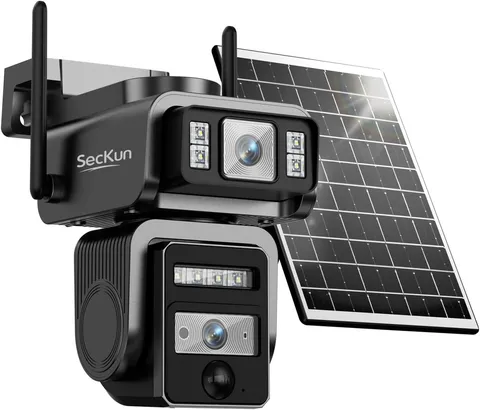 AJ19 Outdoor Solar Wireless Home Security Camera, 2.4Ghz Wifi, Dual Le...