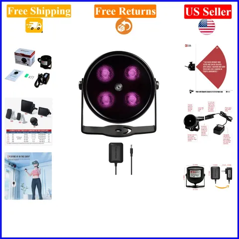80ft IR Illuminator for Security Cameras, Black, Waterproof, Wide Angle