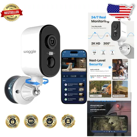 Cellular Security Camera, 2K HD, 300° Pan, AI Motion, Spotlight, 9000mAh Batt...