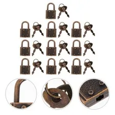 10Pcs Small Padlock Chinese Lock and Key Vintage Furniture Locks Suitcase