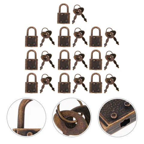 10Pcs Small Padlock Chinese Lock and Key Vintage Furniture Locks Suitcase