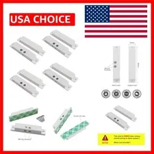 Compact NC Wired Door Alarm Sensors - 4 Pack with Double-Sided Tape Installation