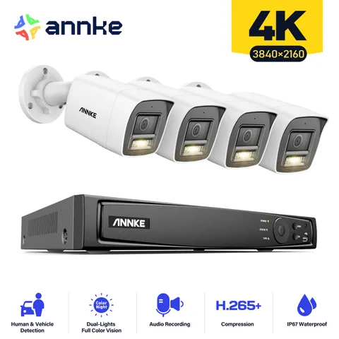 ANNKE 12MP 8CH NVR POE Security Camera System 4K Audio Recording AI Color Night