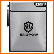 Fireproof Document Bag with Lock 5200℉,15”x 11” Fireproof Money Pouch with Zi...