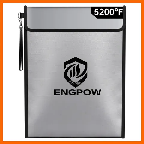 Fireproof Document Bag with Lock 5200℉,15”x 11” Fireproof Money Pouch with Zi...