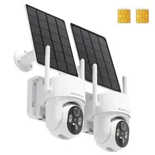 4G LTE Cellular Security Camera No Internet Needed, 2K Solar No wifi Security...