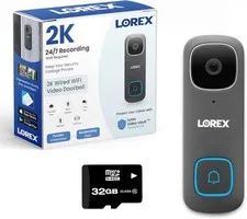 Lorex 2K WiFi Video Doorbell Wired Security Camera Color Night Vision