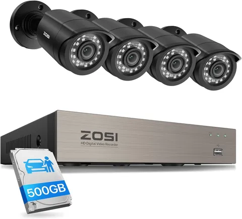ZOSI 8CH 3K Lite Wired Security Camera System AI Human Vehicle Detect DVR 500GB
