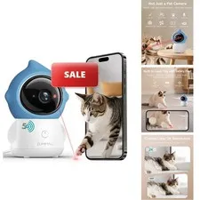 ZUMIMALL Pet Camera Laser Toy, 2K WiFi Dog Cat Camera Phone App BF-BK07