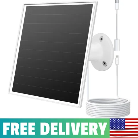 6W Solar Panel For Outdoor Security Camera With Micro USB & USB - C Port, Solar