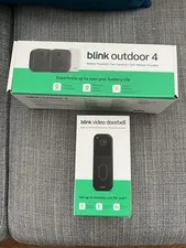 Blink Outdoor 4 Wireless 2 Camera Security System & Blink Video Doorbell Bundle
