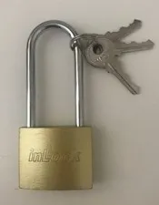 6 X Long Shackle Solid Brass Padlock-1-9/16''-40mm- 3 keys--2.3'' Steel Shackle