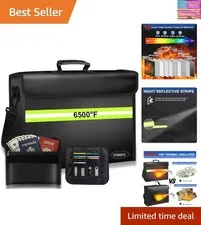 6500°F Large Fireproof Document Organizer with Lock,10 Layers Heat Insulated＆...