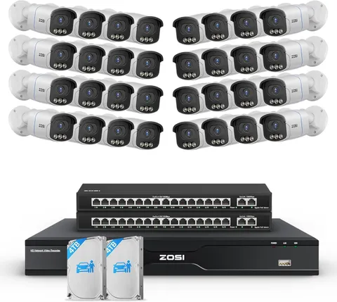 ZOSI 32CH 4K PoE Security Camera System 32pcs 8MP Color Night Vision with 8TB
