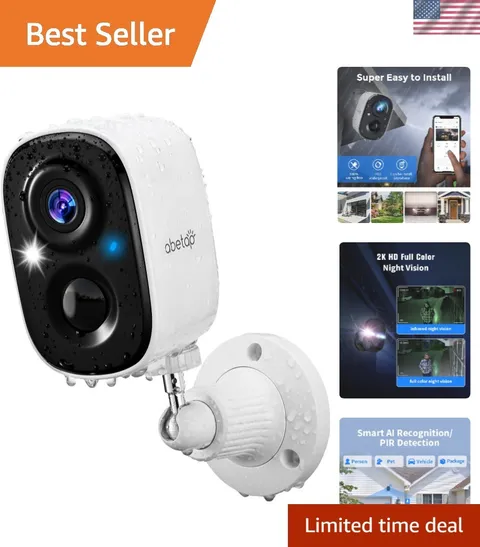 2K Wireless Security Camera with Color Night Vision, AI Detection, & 2-Way Talk