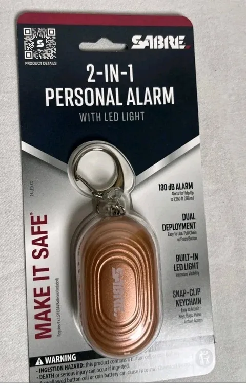 New Sealed Sabre 2-in-1 Personal Alarm Light Rose Gold With LED Light 130dB Dual