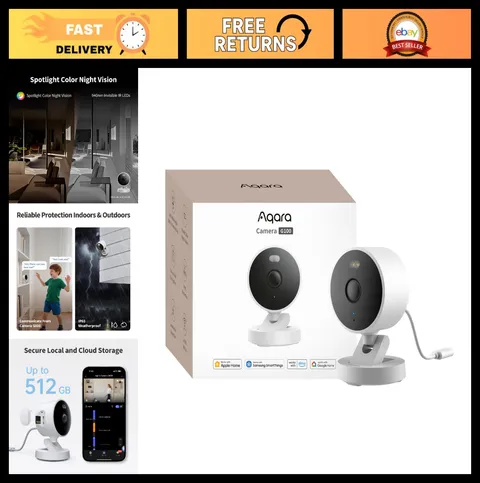 2K Indoor/Outdoor Security Camera, HomeKit Compatible, Night Vision, White