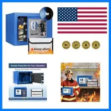 Money Safe Box for Home with Digital Keypad, 0.23 Cu. Ft., Blue