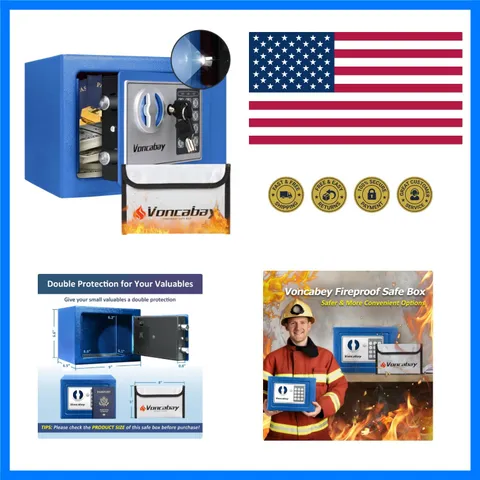 Money Safe Box for Home with Digital Keypad, 0.23 Cu. Ft., Blue