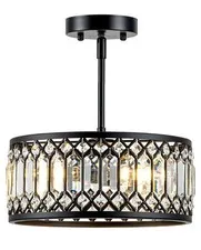 Zlepmlla Crystal Black Ceiling Light, Modern Light Fixture 12.2in,