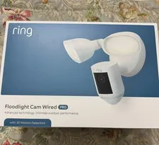 NIB Ring Floodlight Cam Wired Pro w/Motion Detection and Birds Eye View - White