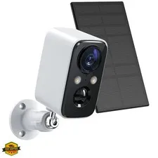 Solar Panel Security Cameras Wireless Outdoor - Battery Powered Cameras for H...