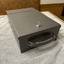 Vintage Rockaway Metal PROD. CORP. Fire SAFE  BOX  WITH KEY