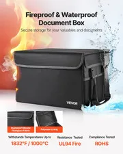Fireproof Document Box Waterproof File Organizer 1832°F Portable