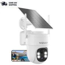 3MP Solar Security Camera: 360° Rotating PTZ, Night Vision & Alexa Compatible