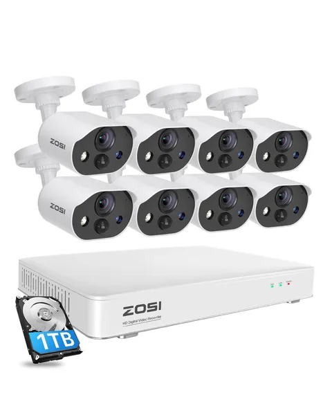 C303 8CH Home Security Camera System with Audio, Person Vehicle Detection, Ni...