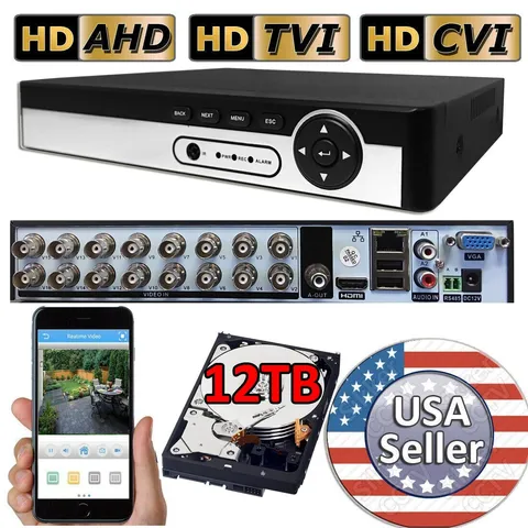 Sikker 16 Channel BNC DVR recorder with 12TB hard drive support Lorex 1080P cam