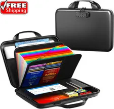 Fireproof Document Organizer with Lock, Rigid EVA File Box with 13-Pocket Accord