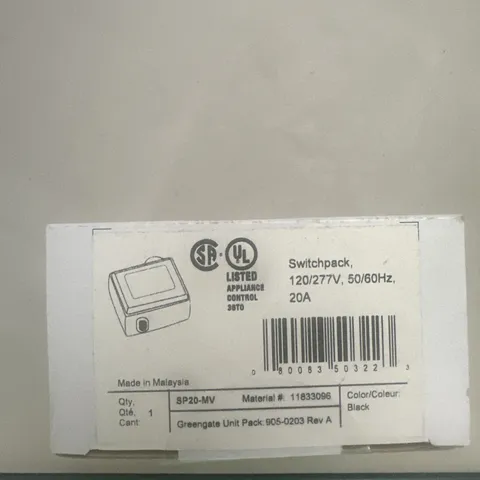 Cooper SP20-MV Greengate Switch Pack 20 Amp 120/277V 50/60 Hz Appliance Control
